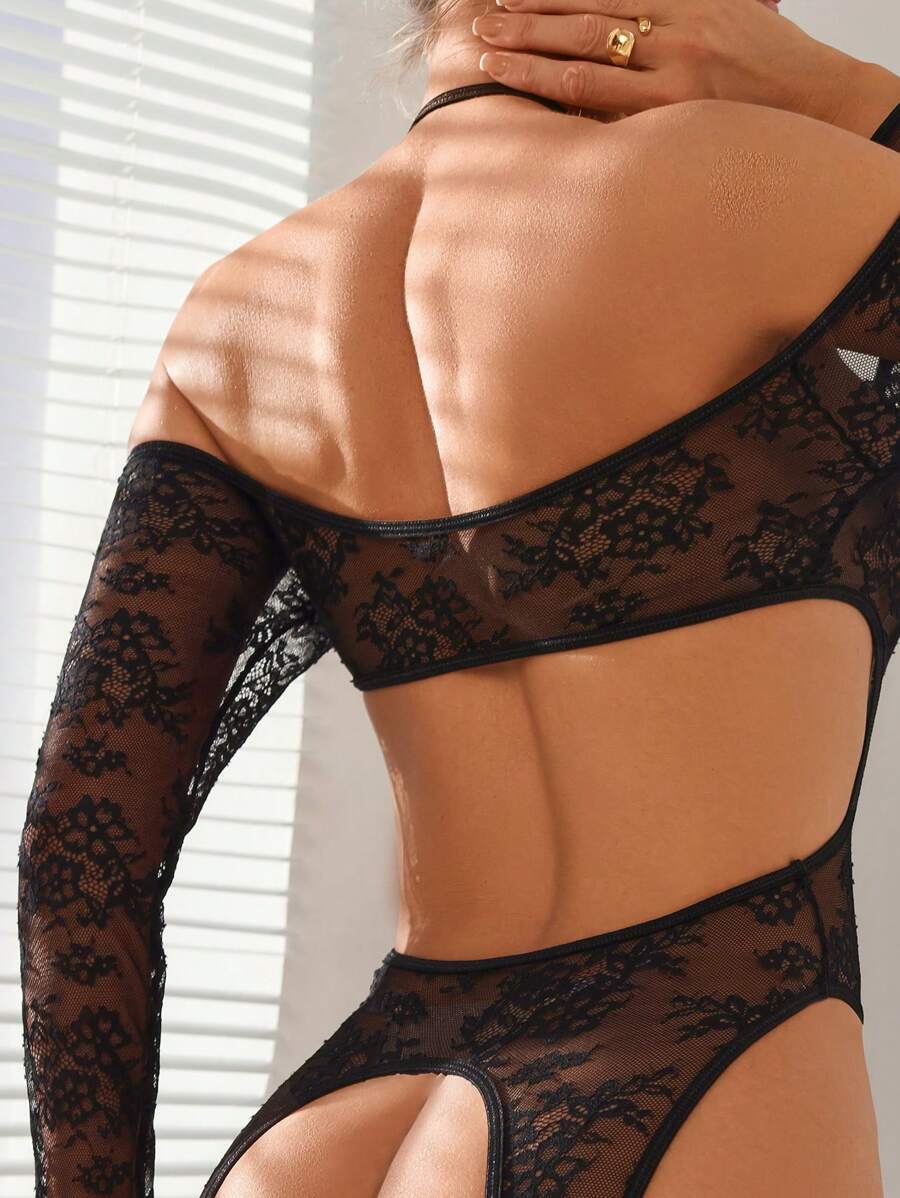 LacyNaughty™ Lace Open-Crotch Bodysuit
