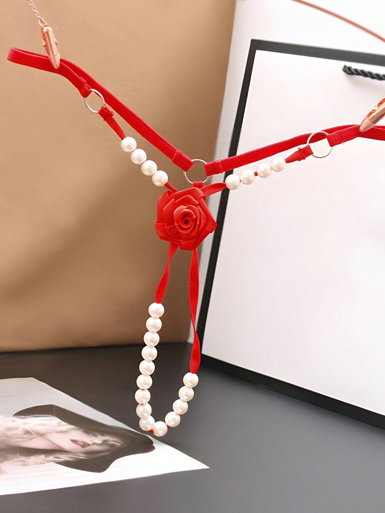 LacyNaughty™ Women's Flower Pearl Thong Lingerie